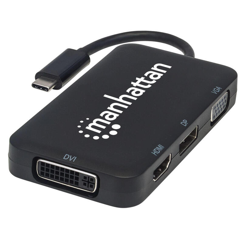 manhattan-convertidor-usb-c-4-en-1-para-audiovideo-usb-31-tipo-c-macho-a-hdmidpvgadvi-hembra-negro