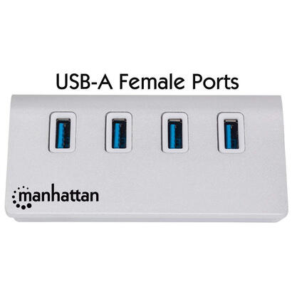 manhattan-hub-usb-30-superspeed-de-4-puertos-usb-30-tipo-a-30-chasis-de-aluminio-alimentado-por-bus