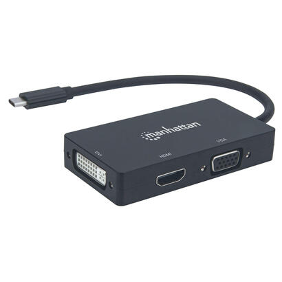 manhattan-convertidor-usb-c-a-multipuertos-de-av-3-en-1-usb-c-macho-a-conectores-hembra-dvi-hdmi-o-vga-resoluciones-hdmi-a-4k30h