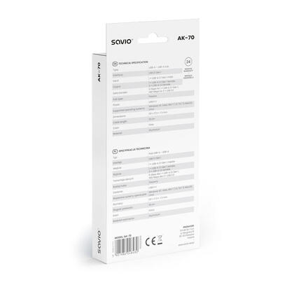 concentrador-usb-a-savio-ak-70-3-usb-a-20-1-usb-a-31-gen-1-4-en-1-5-gbps