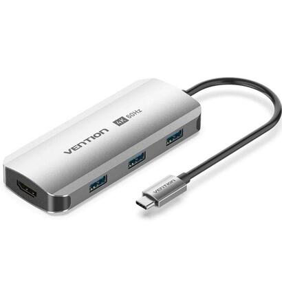 docking-usb-tipo-c-vention-tqdhb-1xhdmi-4k-3xusb-1xusb-tipo-c-pd-gris