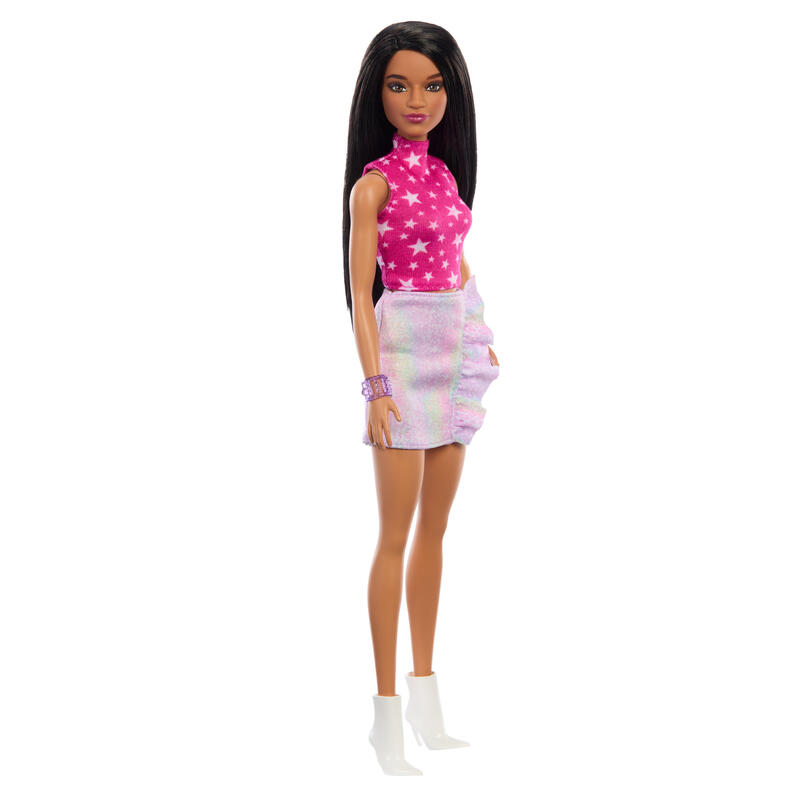 muneca-mattel-barbie-fashionistas-rosa-y-metalizada-hrh13