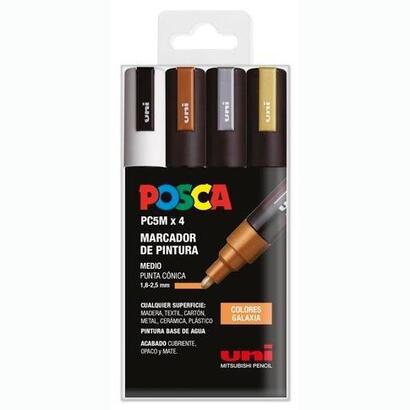 posca-marcador-pc-5m4c-no-permanente-18mm-25mm-colores-surtidos-galaxia-estuche-4u-