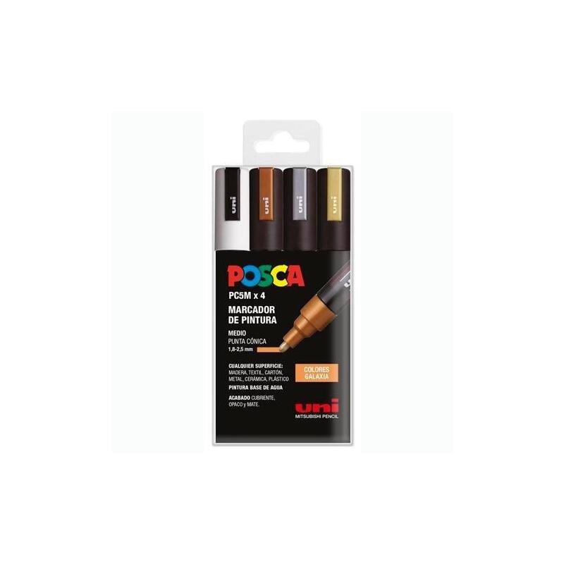 posca-marcador-pc-5m4c-no-permanente-18mm-25mm-colores-surtidos-galaxia-estuche-4u-