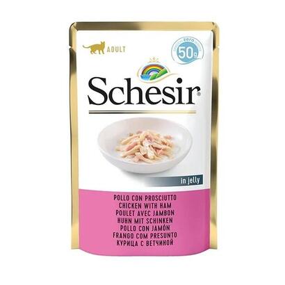 comida-humeda-para-gatos-schesir-in-jelly-chicken-with-ham-50-g