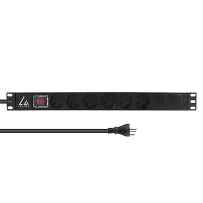 19-rack-mount-power-strip-onoff-switch-1u-13a-with-6-x-danish-type-k-socket-and-3m-cable-with-type-k-plug-warranty-60m