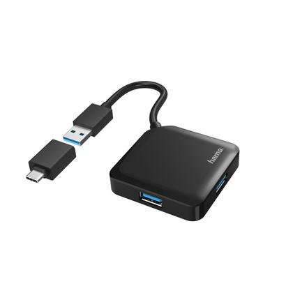 hama-hub-usb-con-4-puertos-y-adaptador-usb-c-usb-c-usb-32-con-transmision-de-5gbits-color-negro