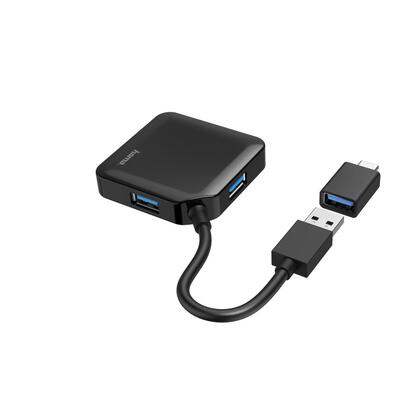 hama-hub-usb-con-4-puertos-y-adaptador-usb-c-usb-c-usb-32-con-transmision-de-5gbits-color-negro