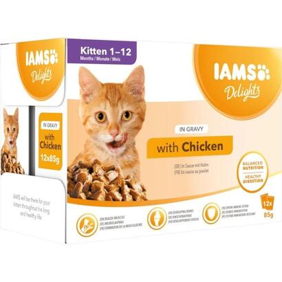 comida-humeda-para-gatos-iams-delights-kitten-chicken-in-gravy-12-x-85g
