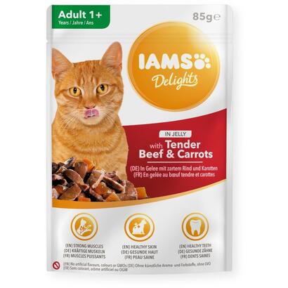comida-humeda-para-gatos-iams-delights-adult-beef-with-carrot-in-jelly-85g