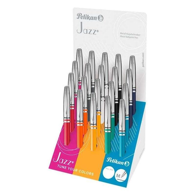 pelikan-expositor-de-20-boligrafos-jazz-classic-collection-diseno-clasico-y-elegante-tinta-de-alta-calidad-