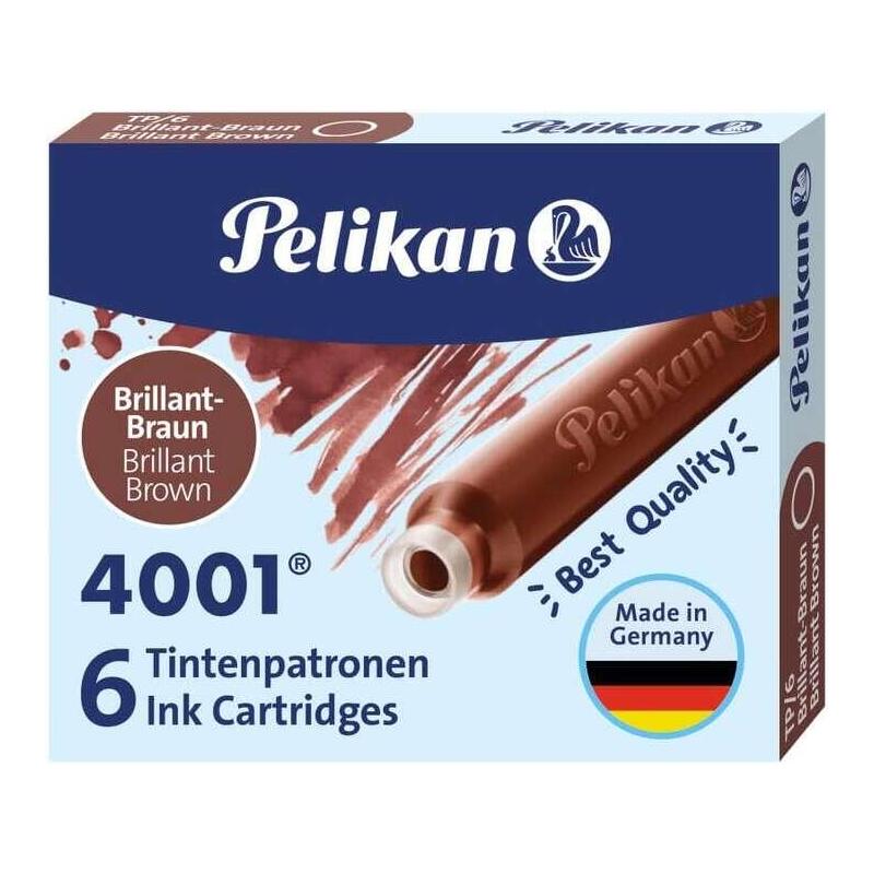 pelikan-caja-de-6-cartuchos-4001-tp6-tinta-de-alta-calidad-compatible-con-plumas-estilograficas-color-marron