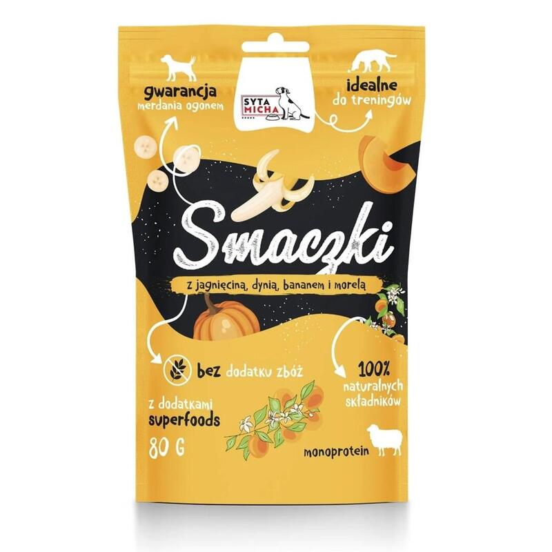 premio-para-perros-syta-micha-treats-with-lamb-pumpkin-banana-and-apricot-80g