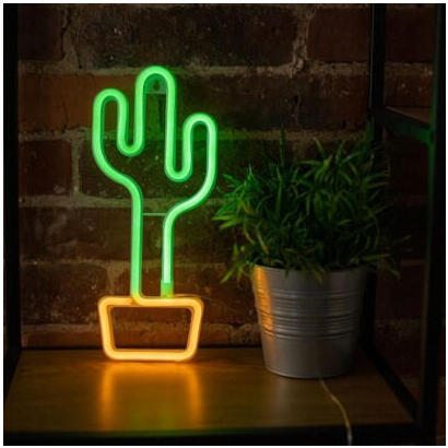 lampara-forever-neon-led-cactus-orange-green