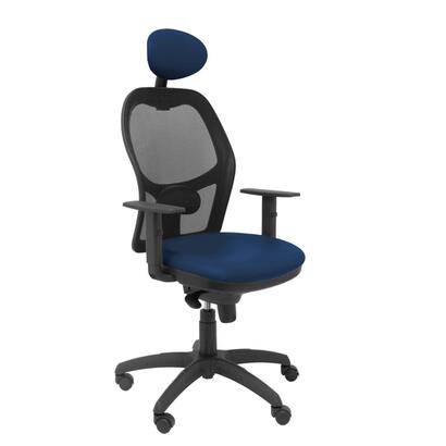 silla-jorquera-malla-negra-asiento-similpiel-azul
