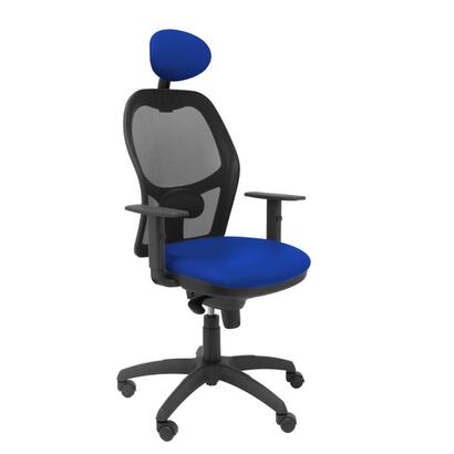 silla-jorquera-malla-negra-asiento-similpiel-azul