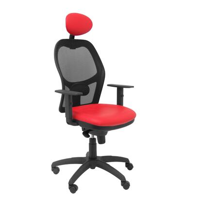 silla-jorquera-malla-negra-asiento-similpiel-rojo