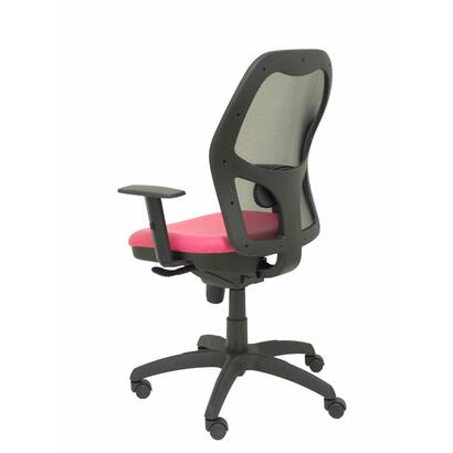 silla-jorquera-malla-negra-asiento-similpiel-rosa