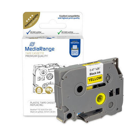 mediarange-mrbtz631-etiqueta-de-impresora-negro-amarillo