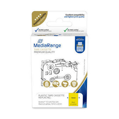 mediarange-mrbtz631-etiqueta-de-impresora-negro-amarillo