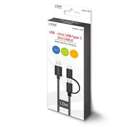 savio-cl-128-cable-usb-1-m-usb-20-usb-a-usb-cmicro-usb-a-negro