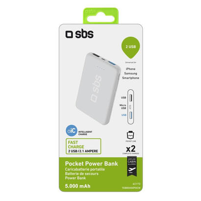 sbs-powerbank-pocket-line-5000-mah-2x-usb-21a-1a-micro-usb-cable-blanco