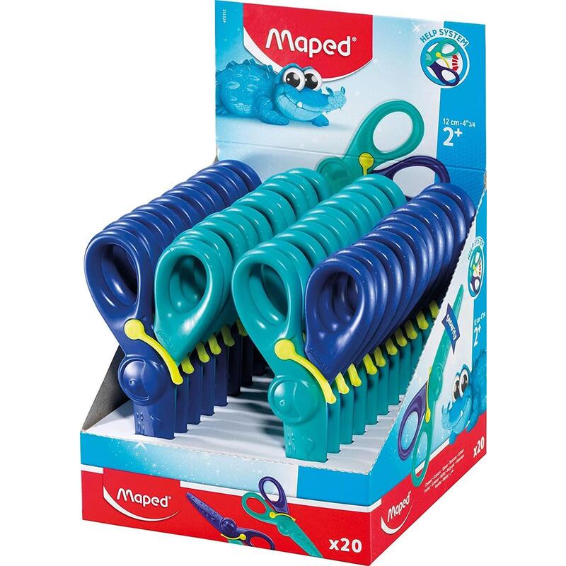 pack-de-20-unidades-maped-tijeras-infantiles-kidipulse-12cm-cresorte-de-apertura-y-proteccion-2-anos-azul-bicolor