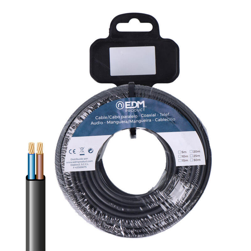 carrete-manguera-plana-negra-2x1mm-25m-audio