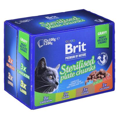 comida-humeda-para-gatos-brit-premium-cat-sterilised-plate-12x100g