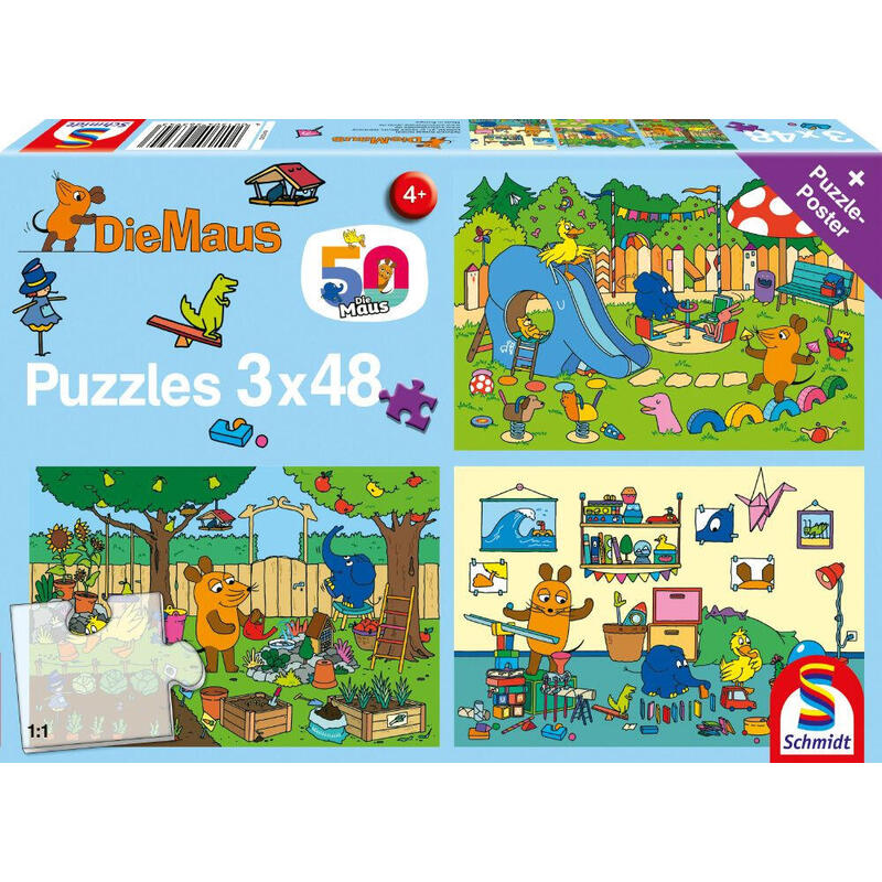 schmidt-spiele-el-raton-un-dia-con-el-raton-puzzle-3x-48-piezas-56394