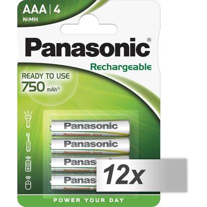 12x4-panasonic-accu-nimh-micro-aaa-750-mah-rechargeable-evolta