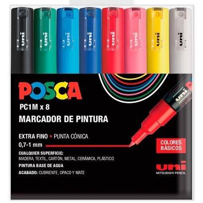 posca-estuche-8-marcadores-pc-1m8c-no-permanente-punta-fina-09mm-13mm-csurtidos-basic