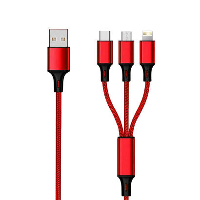2go-3in1-usb-cable-de-carga-micro-usbappletypec-nylon-15m-rot