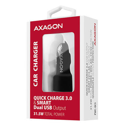 axagon-pwc-qc5-cargador-de-coche-rapido-e-inteligente-2-puertos-qc30-afc-fcp-5v-26a-315w