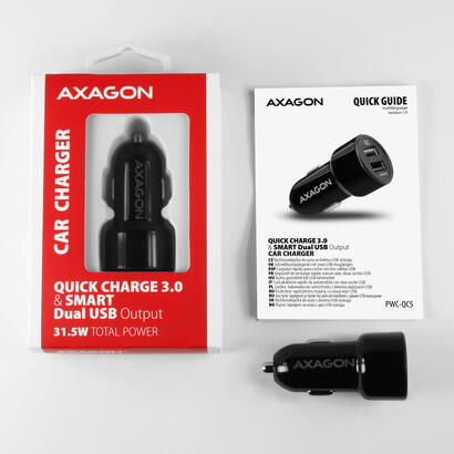 axagon-pwc-qc5-cargador-de-coche-rapido-e-inteligente-2-puertos-qc30-afc-fcp-5v-26a-315w