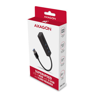 axagon-hma-cr3a-concentrador-usb-32-gen-1-3-puertos-usb-a-lector-de-tarjetas-sd-microsd-metal-cable-usb-a-de-20-cm