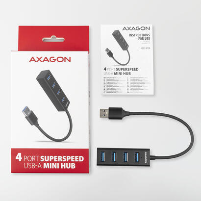 axagon-hue-m1a-hub-de-interfaz-usb-32-gen-1-31-gen-1-type-a-5000-mbits-negro