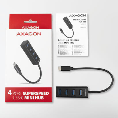 axagon-hue-m1c-hub-de-interfaz-usb-32-gen-1-31-gen-1-type-c-5000-mbits-negro