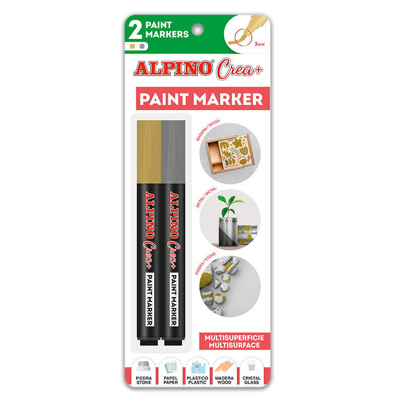 alpino-rotuladores-crea-paint-marker-para-decoracion-todas-superficies-pack-de-2-oroplata