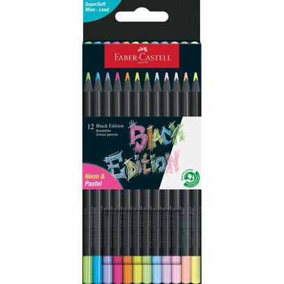 lapices-de-colores-faber-castell-black-edition-neon-pastel-juego-de-12-piezas