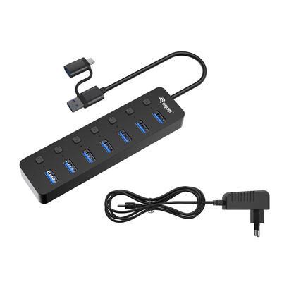 equip-usb-hub-7-port-32-7x32-inkl-usb-c-adaptador-negro