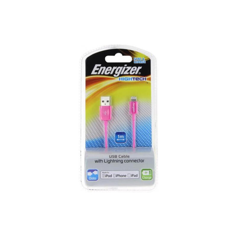 energizer-lcaehusyippk2-cable-de-conector-lightning-1-m-rosa