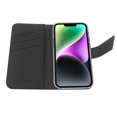 celly-wally-funda-para-iphone-14-155-cm-61-funda-cartera-negro