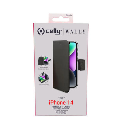 celly-wally-funda-para-iphone-14-155-cm-61-funda-cartera-negro