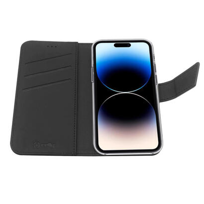 celly-wally-funda-para-iphone-14-pro-155-cm-61-funda-cartera-negro