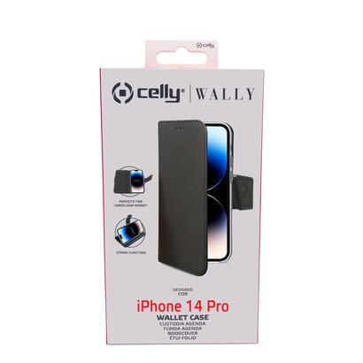 celly-wally-funda-para-iphone-14-pro-155-cm-61-funda-cartera-negro