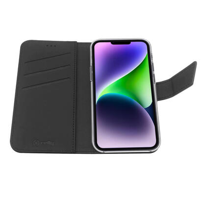 celly-wally-funda-para-iphone-14-plus-17-cm-67-funda-cartera-negro
