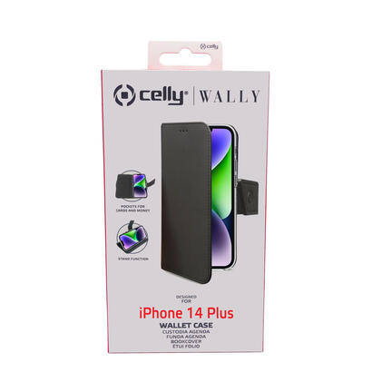 celly-wally-funda-para-iphone-14-plus-17-cm-67-funda-cartera-negro