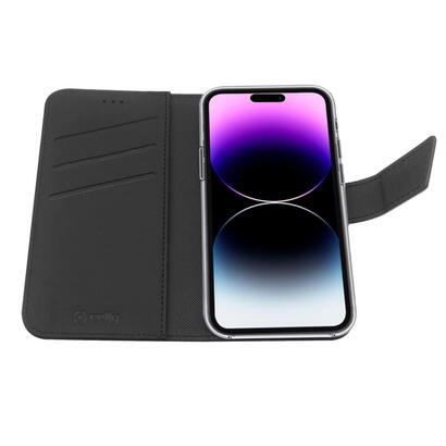 celly-wally-funda-para-iphone-14-pro-max-17-cm-67-funda-cartera-negro