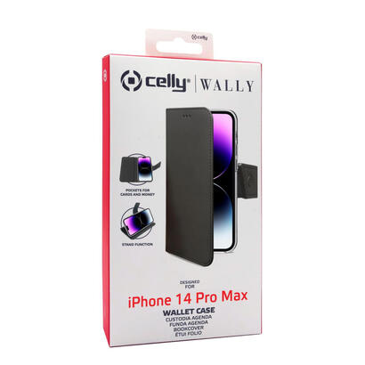 celly-wally-funda-para-iphone-14-pro-max-17-cm-67-funda-cartera-negro